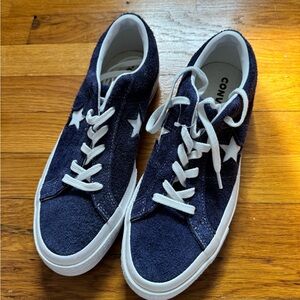 Converse Navy Suede One Star Sneakers with White Accents